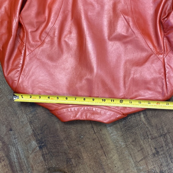 Griffith Gray by St. John Rust/Salmon Leather Jacket - Picture 9 of 11